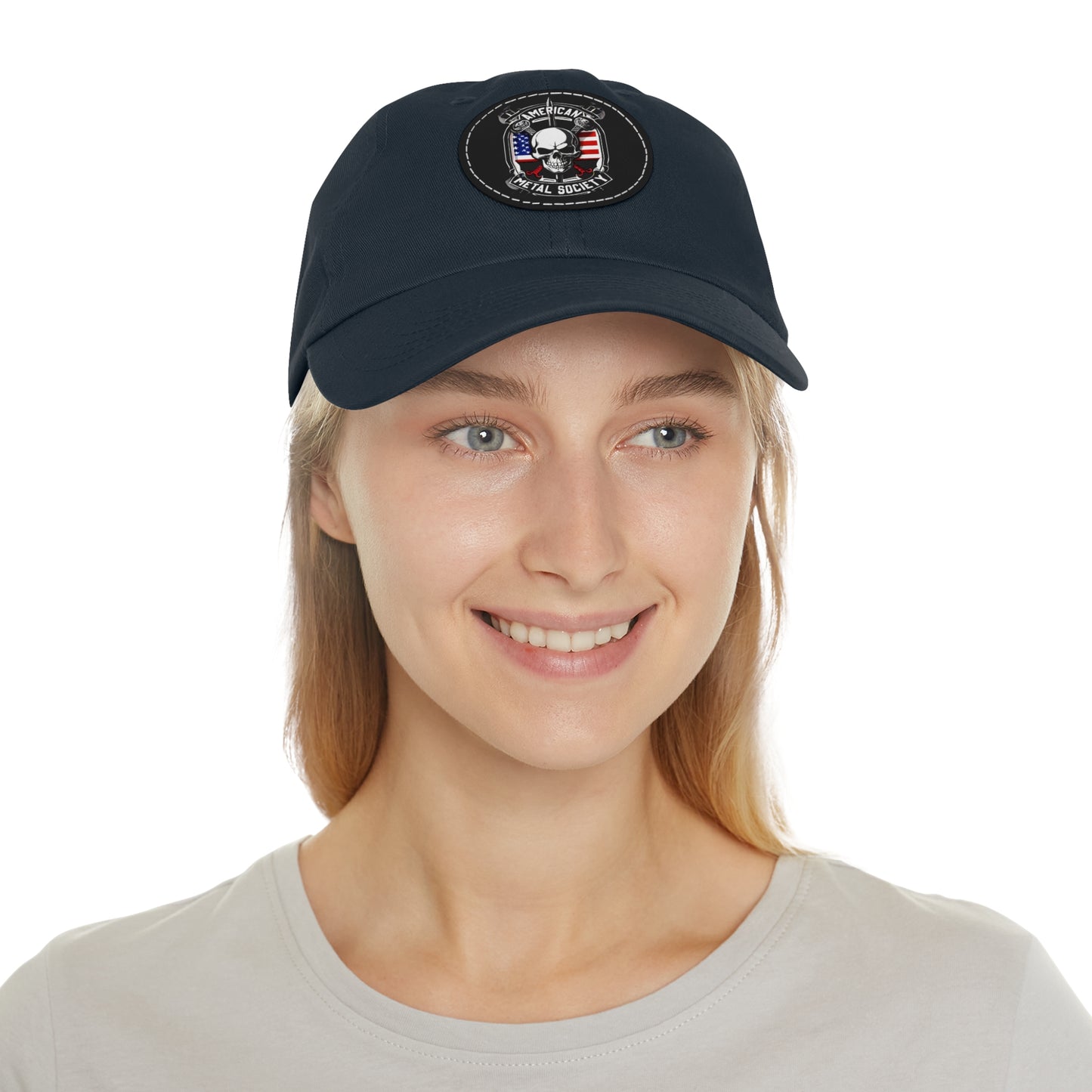 American Metal Society Dad Hat with Leather Patch (Round)