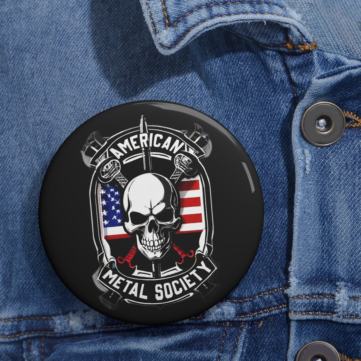 American Metal Society Custom Pin Buttons