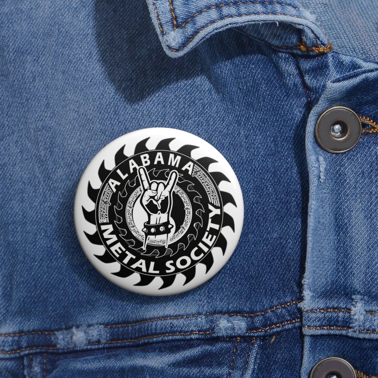 Alabama Metal Society Custom Pin Buttons