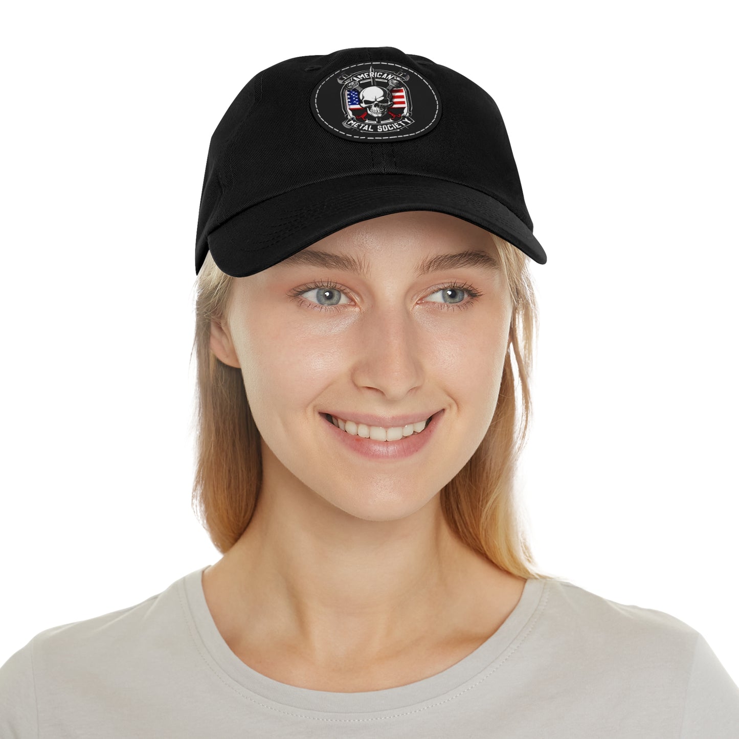 American Metal Society Dad Hat with Leather Patch (Round)