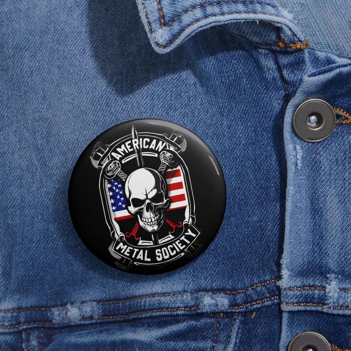 American Metal Society Custom Pin Buttons