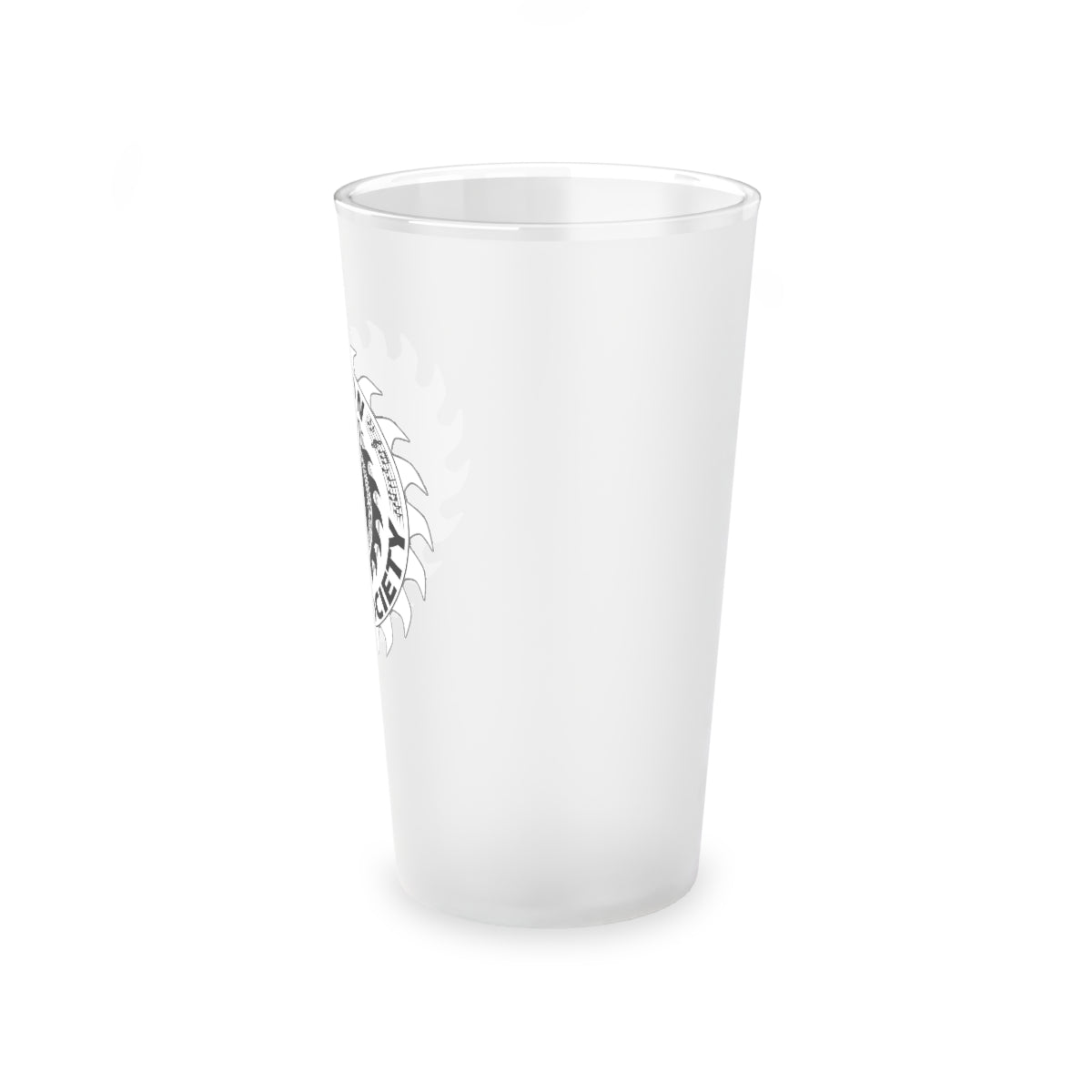 Tucson Metal Society Frosted Pint Glass, 16oz white logo