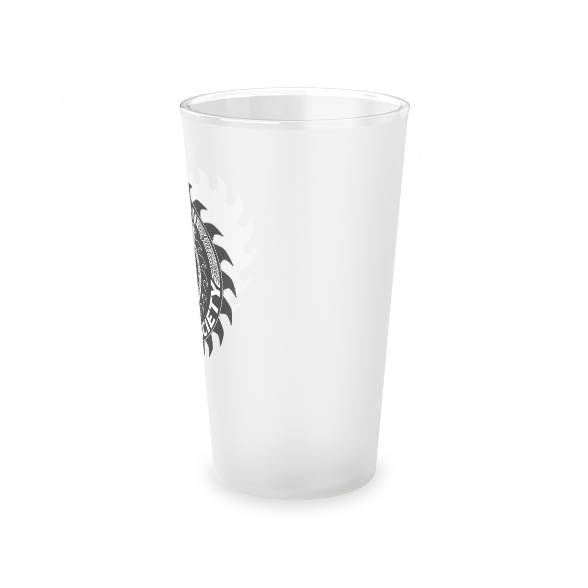 Tucson Metal Society Frosted Pint Glass, 16oz Black logo