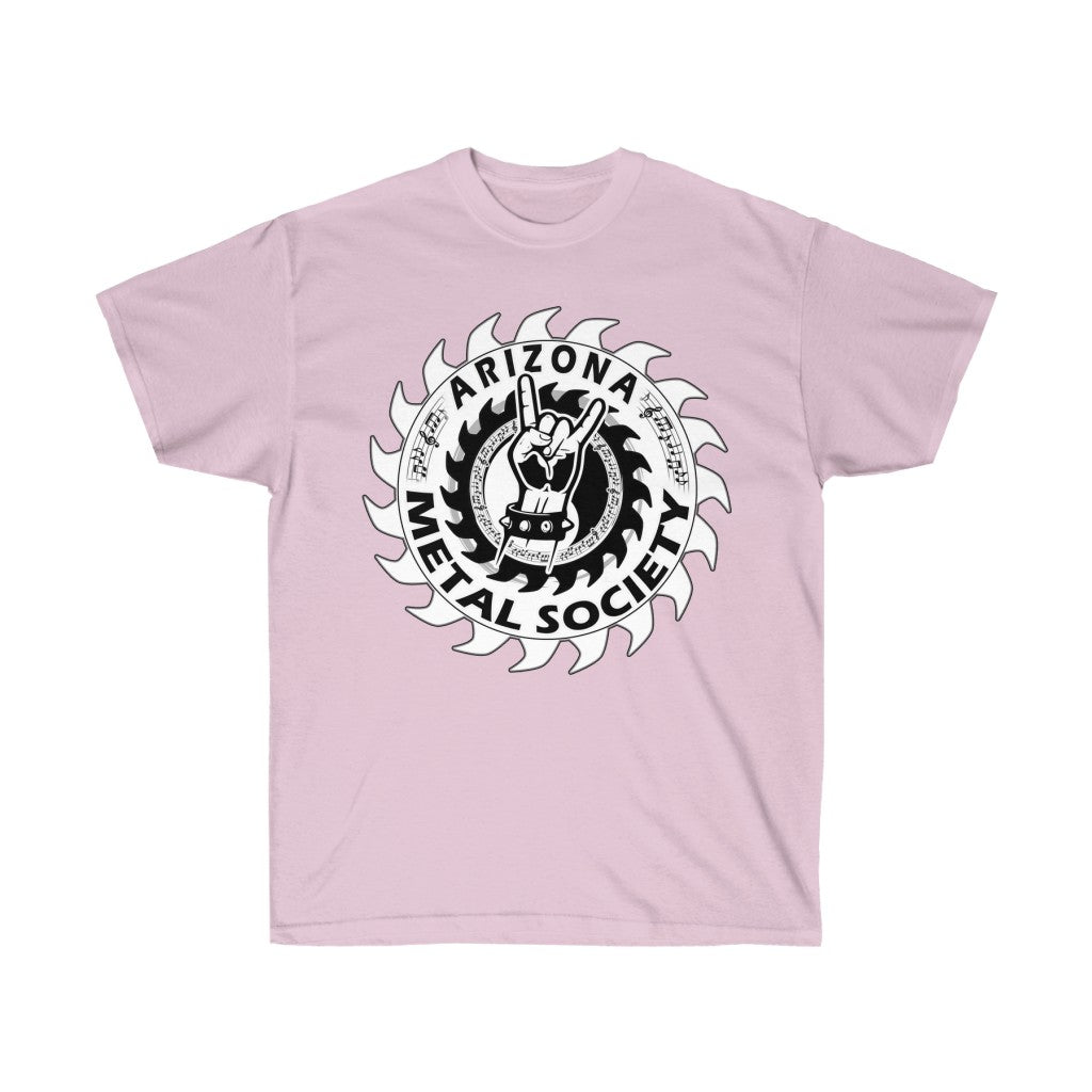 Arizona Metal Society T shirt, white logo, Black letters